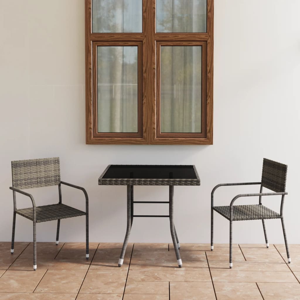 Zestaw ogrodowy polirattanowy, antracytowy, 80x80x74 cm, 2 krzesła