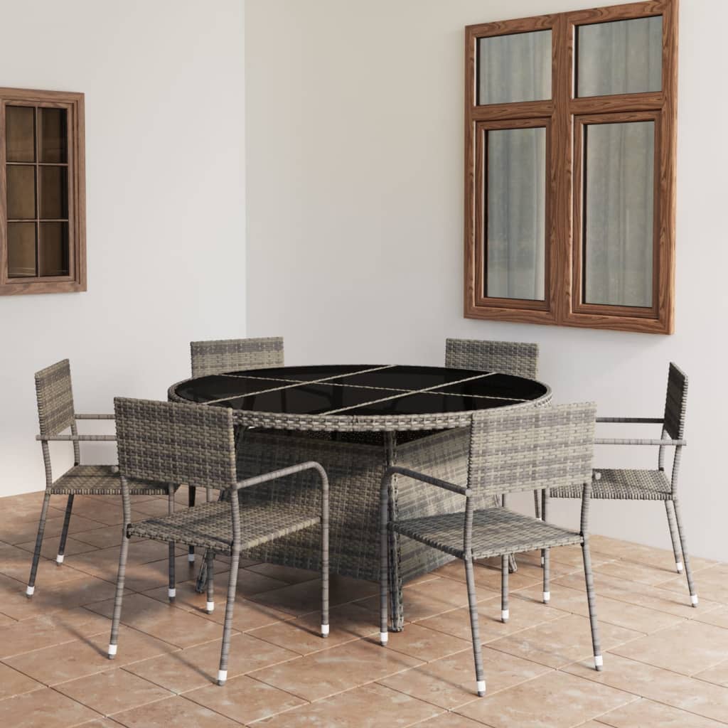 Set mobilier de grădină, 7 piese, antracit și gri, poliratan