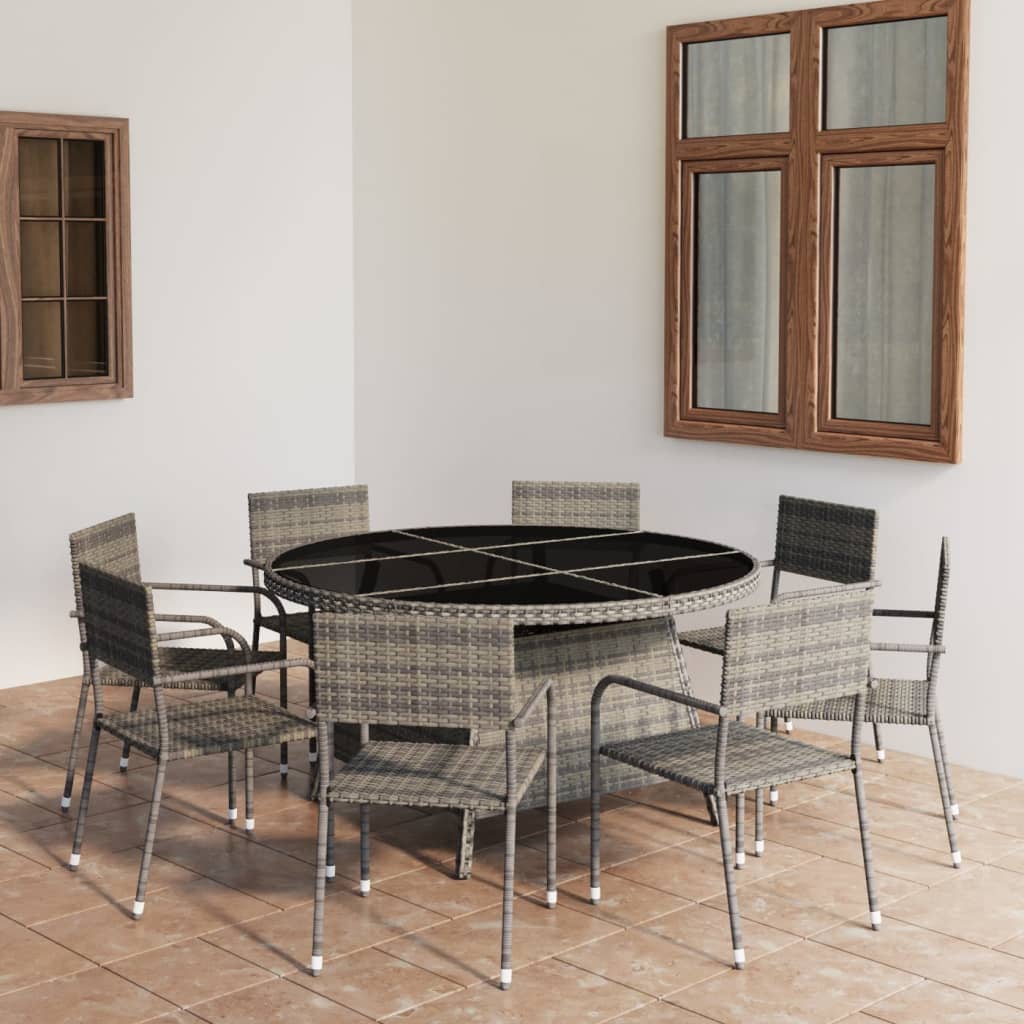 Set mobilier de grădină, 9 piese, antracit & gri, poliratan