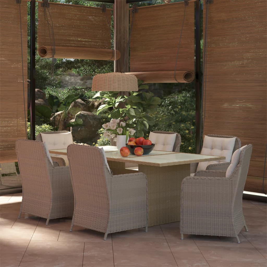 vidaXL 7-tlg. Garten-Essgruppe Poly Rattan Braun