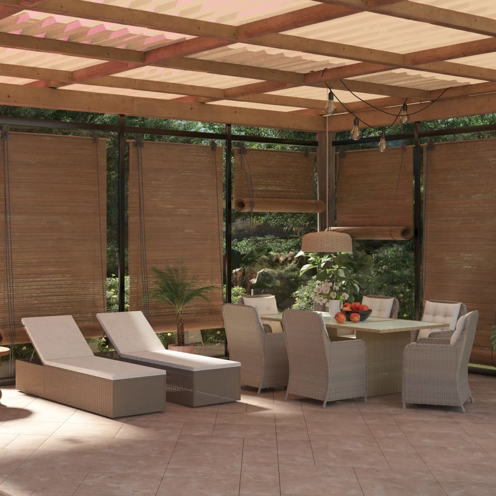 vidaXL 9-tlg. Garten-Essgruppe Poly Rattan Braun