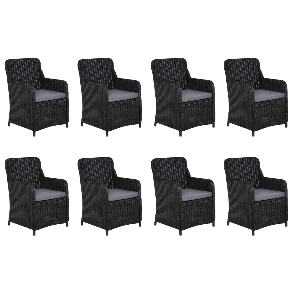 vidaXL 9-delige Tuinset poly rattan zwart afbeelding