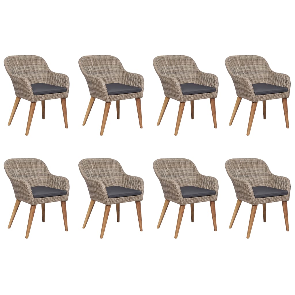 Thumbnail - vidaXL 9-tlg. Garten-Essgruppe Poly Rattan Braun