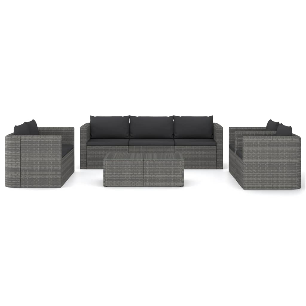 

vidaXL 8-delige Loungeset met kussens poly rattan grijs