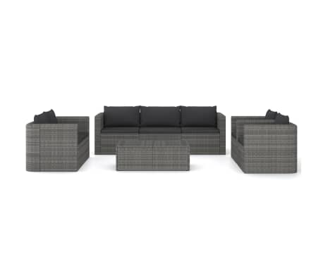 vidaXL Garden Lounge Set Gray PE rattan, powder-coated steel, glass Large