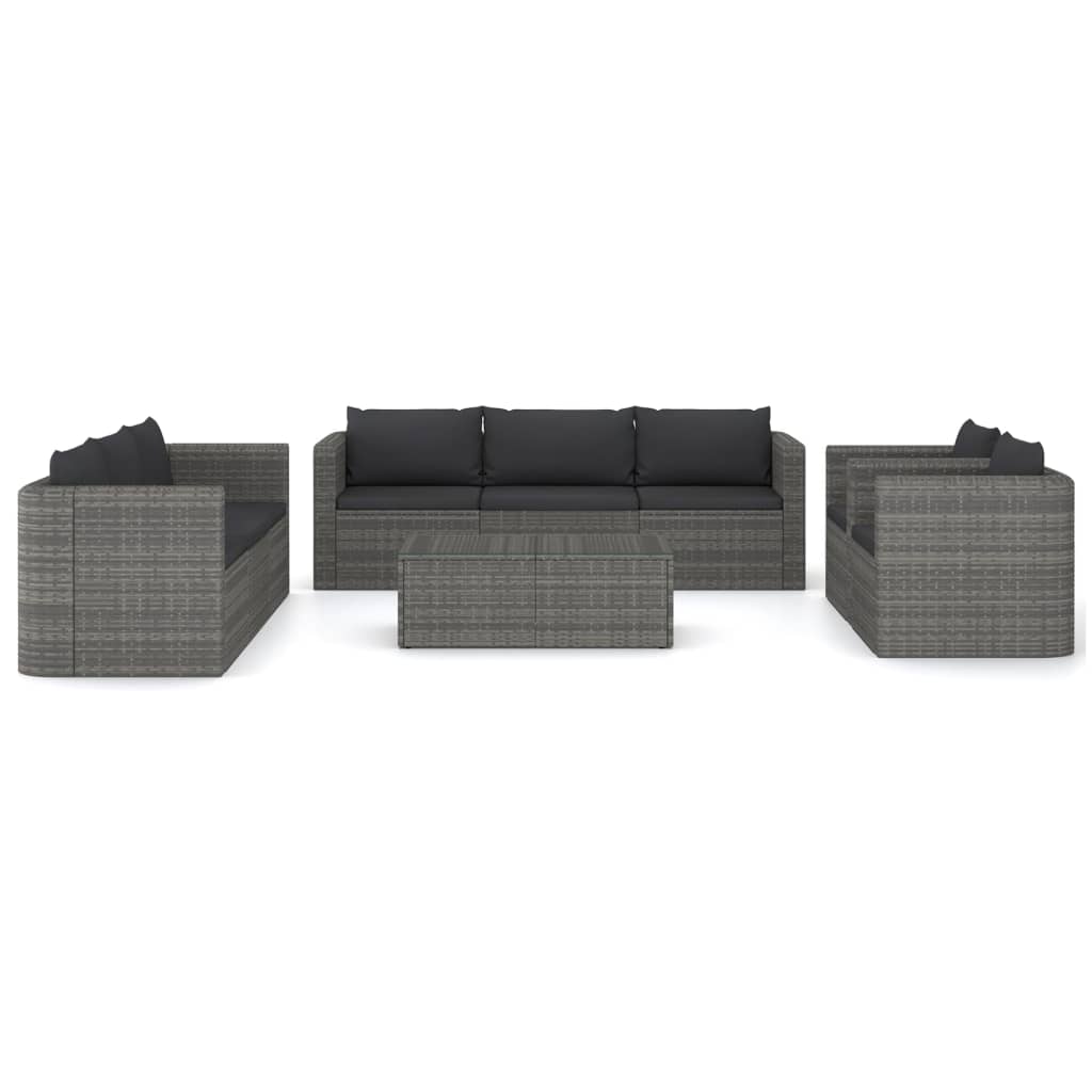 

vidaXL 9-delige Loungeset met kussens poly rattan grijs