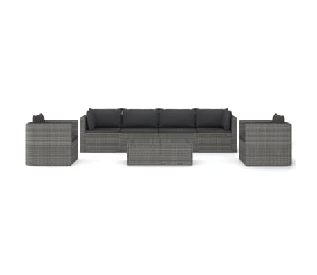 vidaXL Salon de jardin 7 pcs avec coussins r&eacute;sine tress&eacute;e gris
