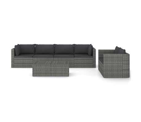 vidaXL Salon de jardin 7 pcs avec coussins r&eacute;sine tress&eacute;e gris