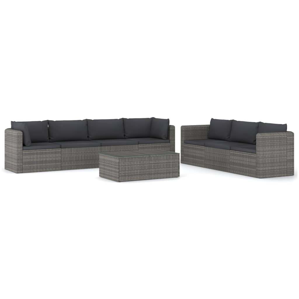 Thumbnail - vidaXL 8-tlg. Garten-Lounge-Set mit Kissen Poly Rattan Grau