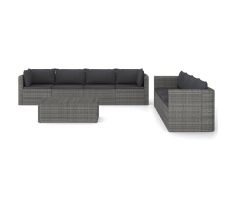vidaXL Salon de jardin 9 pcs avec coussins R&eacute;sine tress&eacute;e Gris
