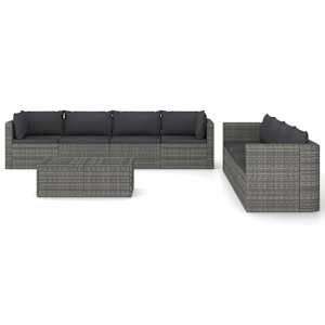 vidaXL Salon de jardin 9 pcs avec coussins R&eacute;sine tress&eacute;e Gris
