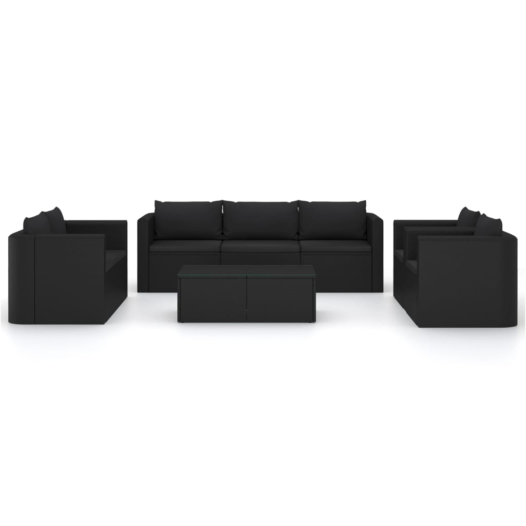 

vidaXL 9-delige Loungeset met kussens poly rattan zwart