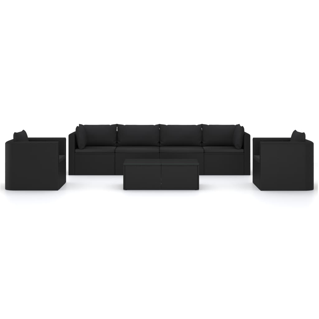 

vidaXL 7-delige Loungeset met kussens poly rattan zwart