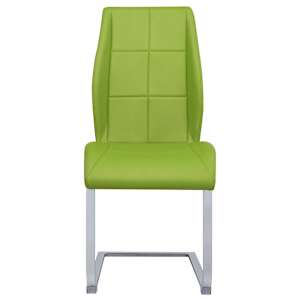 vidaXL Gembinės valgomojo kėdės, 4vnt., žalios spalvos, dirbtinė oda