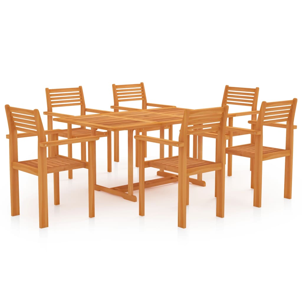 VidaXL Ensemble à Manger De Jardin 7 Pcs Bois De Teck Massif