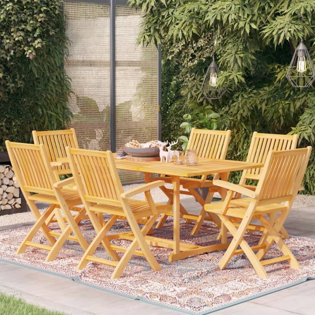 vida XL 7-tlg. Garten-Essgruppe Massivholz Teak