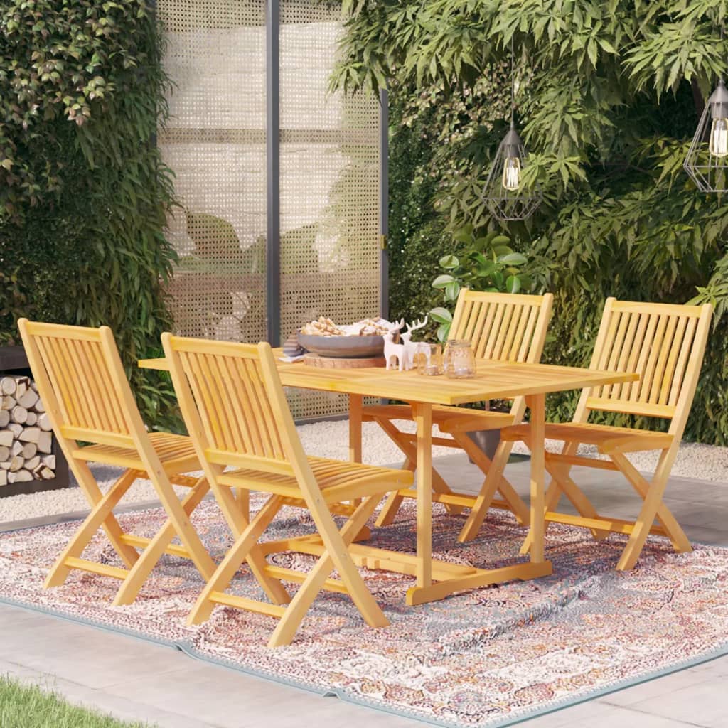vida XL 5-tlg. Garten-Essgruppe Massivholz Teak