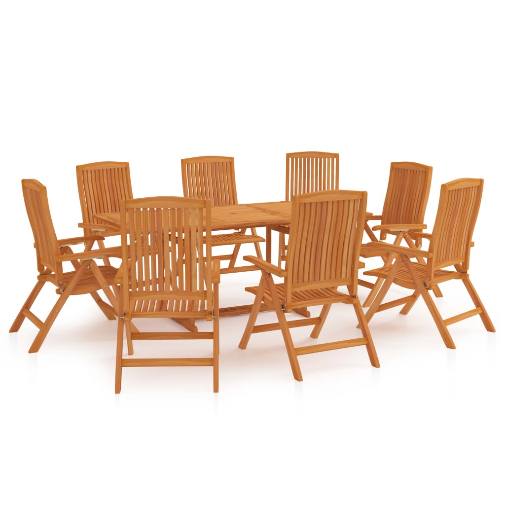 Set mobilier de grădină, 9 piese, lemn masiv de tec