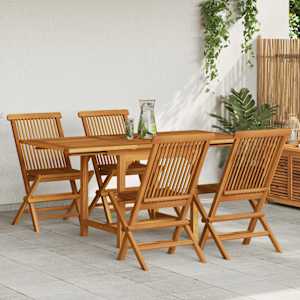 Vrtna jedilna garnitura 5-delna trdna tikovina