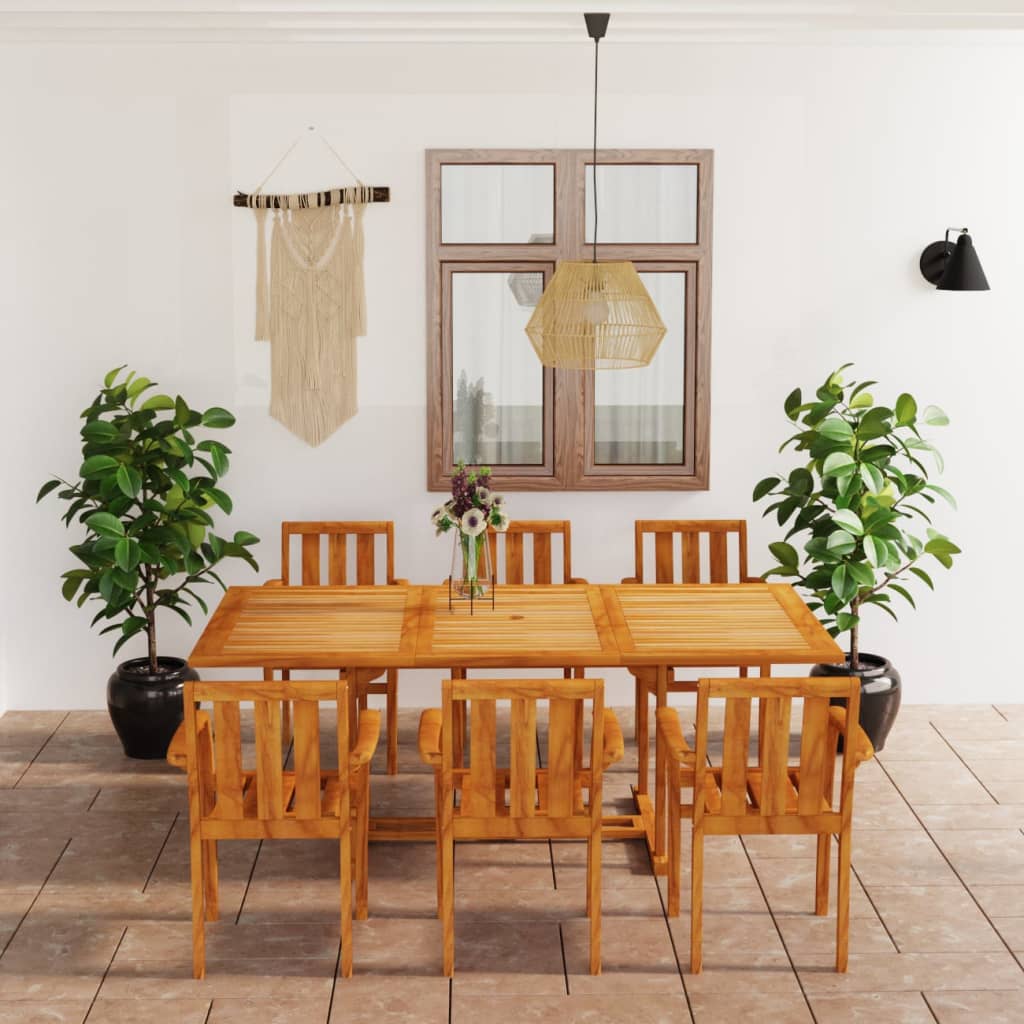 vida XL 7-tlg. Garten-Essgruppe Massivholz Teak