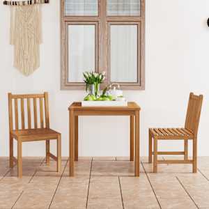 3-delni vrtni jedilni komplet 80x80 cm masivni tikov les