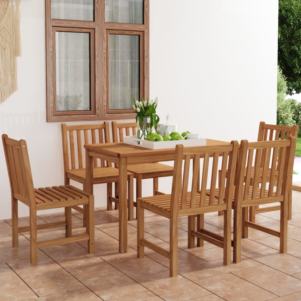 vidaXL 7-tlg. Garten-Essgruppe Teak Massivholz