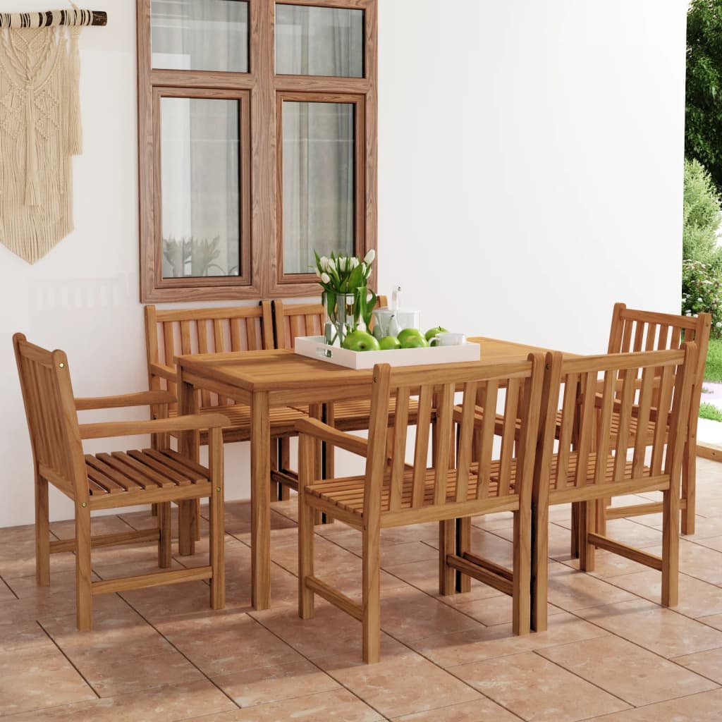 Drewniany zestaw mebli ogrodowych - stół 140x80x77 cm + 6 krzeseł 58x60x90 cm