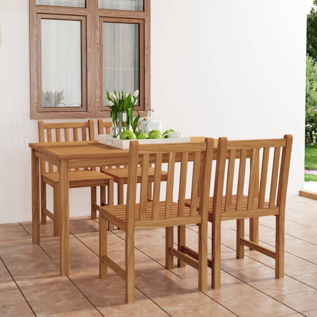vida XL 5-tlg. Garten-Essgruppe Massivholz Teak