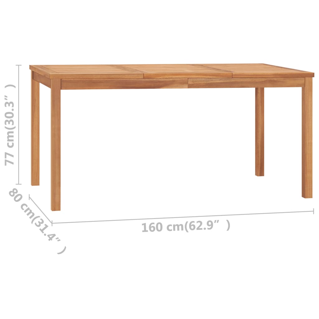 5dílná zahradní jídelní sada 160 x 80 cm masivní teakové dřevo - obrázek 15