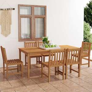 7dílná zahradní jídelní sada 180 x 90 cm masivní teakové dřevo - obrázek 1