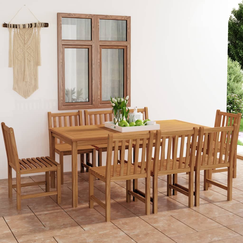 vida XL 9-tlg. Garten-Essgruppe Massivholz Teak