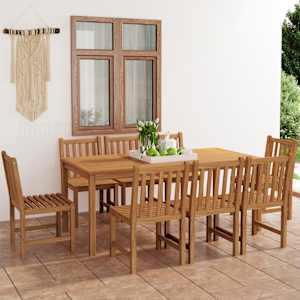 9-delni vrtni jedilni komplet 180x90 cm masivni tikov les