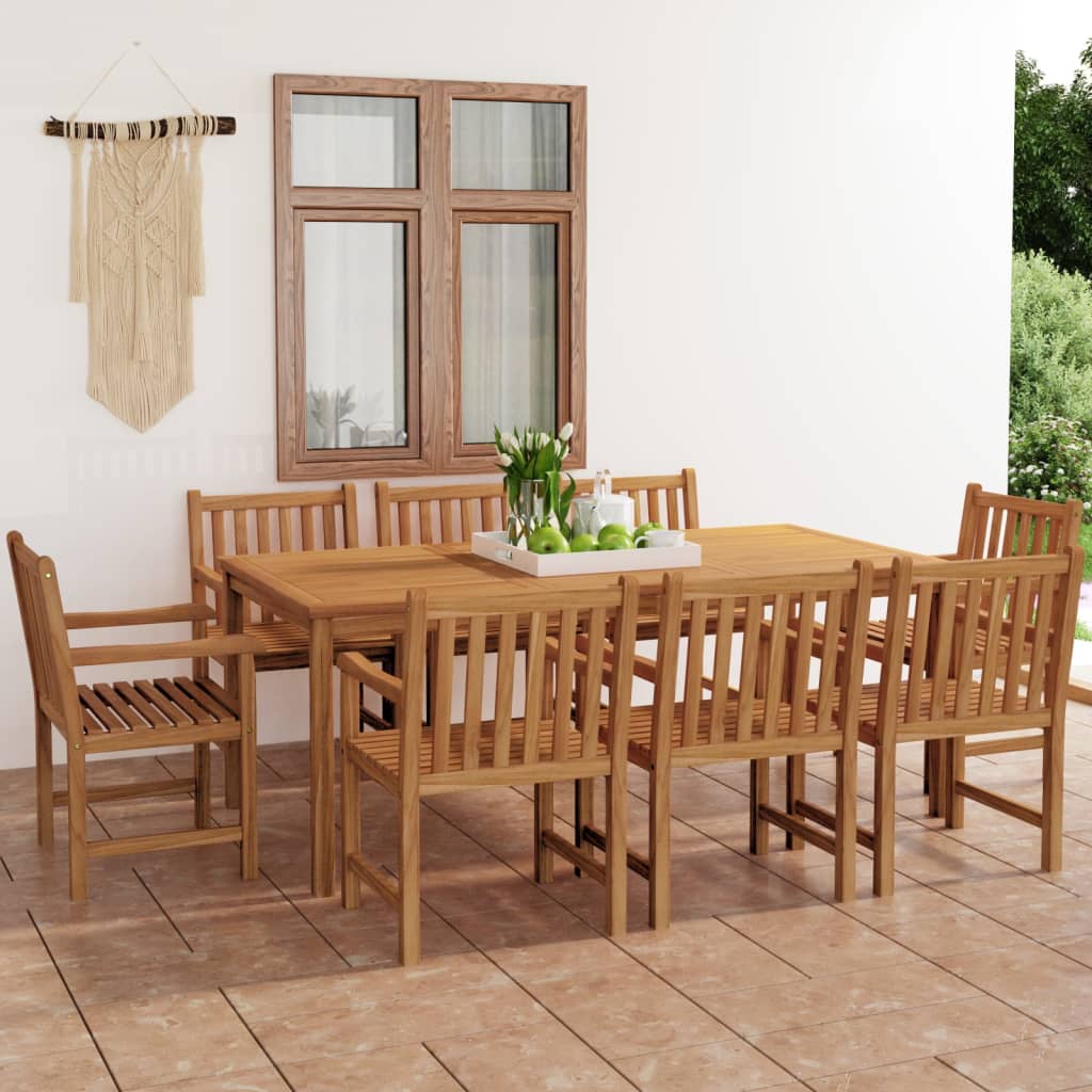 vidaXL 9-tlg. Garten-Essgruppe Massivholz Teak