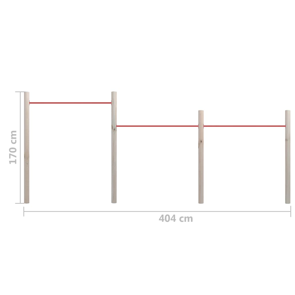 Impregnált fenyőfa és acél kerti játszórúd 404 x 170 cm 