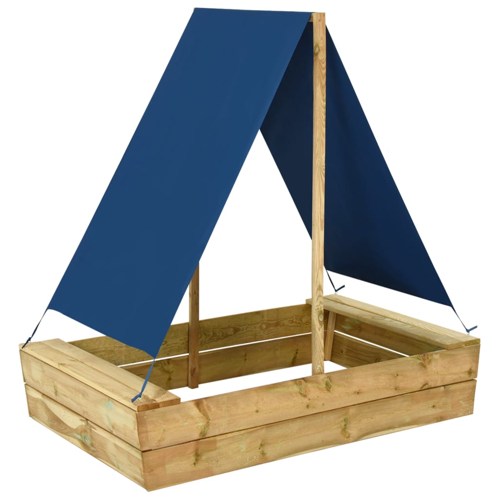 vidaXL Пясъчник с покрив, 80x60x97,5 см, импрегнирано борово дърво