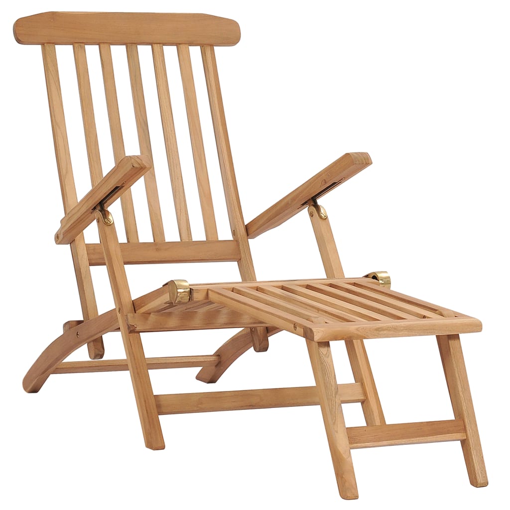

vidaXL Terrasstoelen met voetensteun en tafel massief teakhout