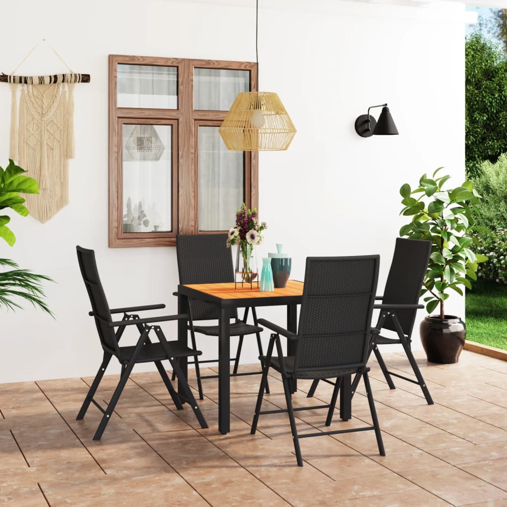 vida XL 5-tlg. Garten-Essgruppe Schwarz und Braun