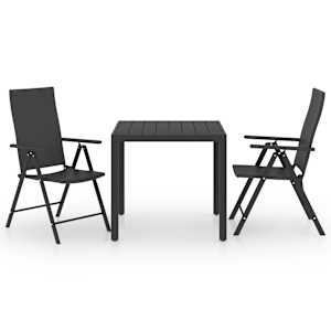 3dílný zahradní jídelní set černý - obrázek 2