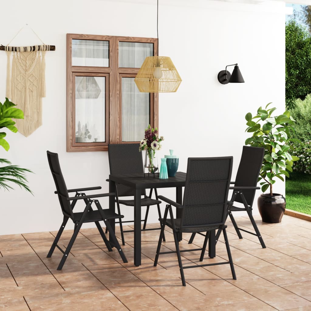 vida XL 5-tlg. Garten-Essgruppe Schwarz