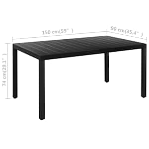 5dílný zahradní jídelní set černý - obrázek 12