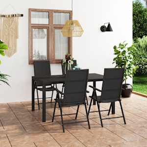 5dílný zahradní jídelní set černý