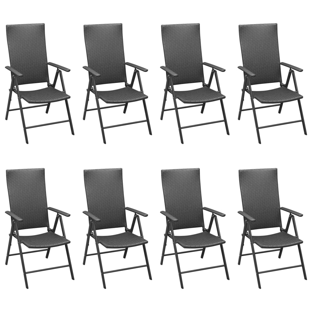Zestaw mebli ogrodowych rattan PE, WPC, aluminium - 1 stół, 8 krzeseł