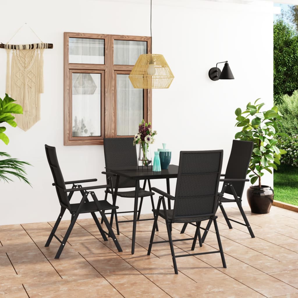 vida XL 5-tlg. Garten-Essgruppe Schwarz