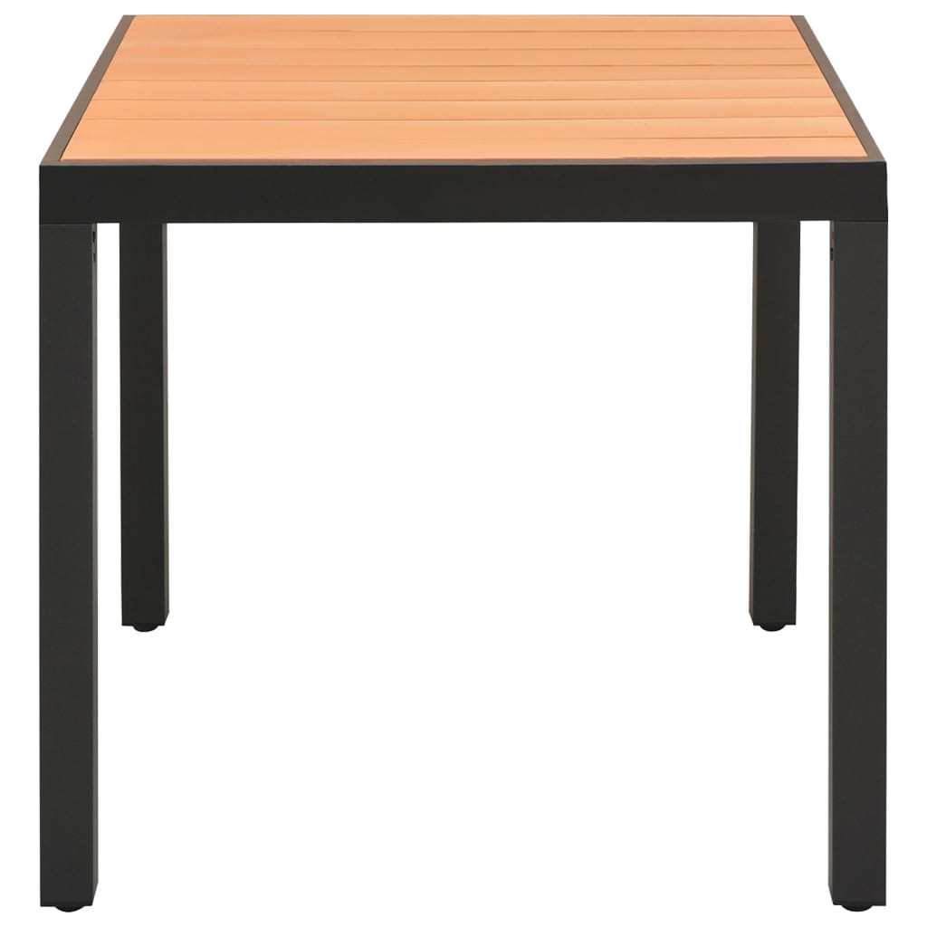 Zestaw mebli ogrodowych: Stół + 2 krzesła; Rattan PE, WPC, aluminium; 79x79x74 cm