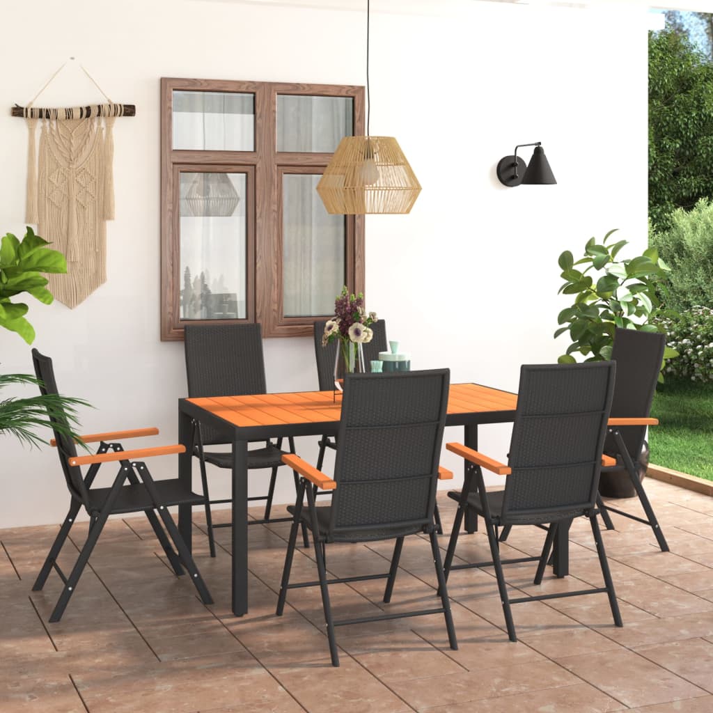 Vidaxl Set Mobilier De Gradina, 7 Piese, Negru Si Maro