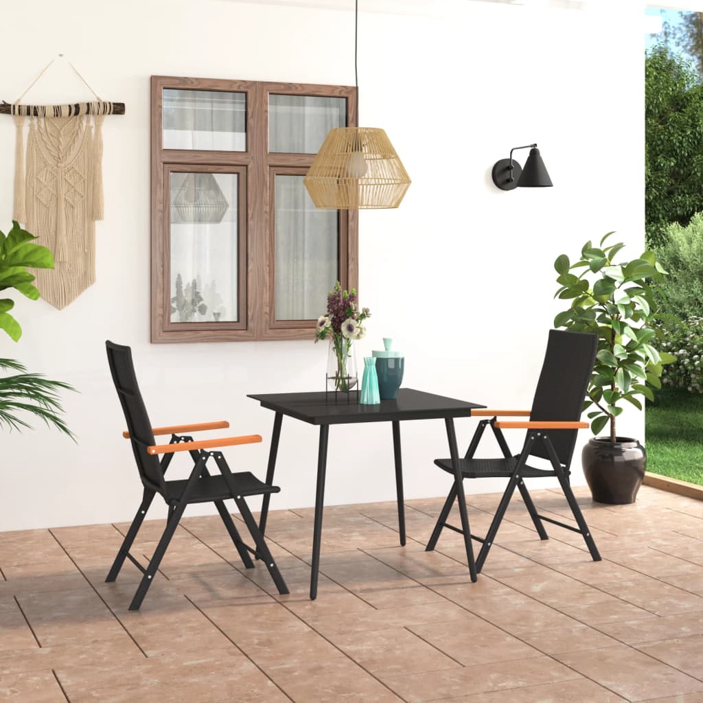 Zestaw mebli ogrodowych - krzesło rattanowe + stół szklany - 55x64x105 cm