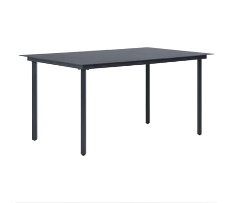 vidaXL Sodo valgomojo komplektas, 9 dalių, juodas, PVC ratanas