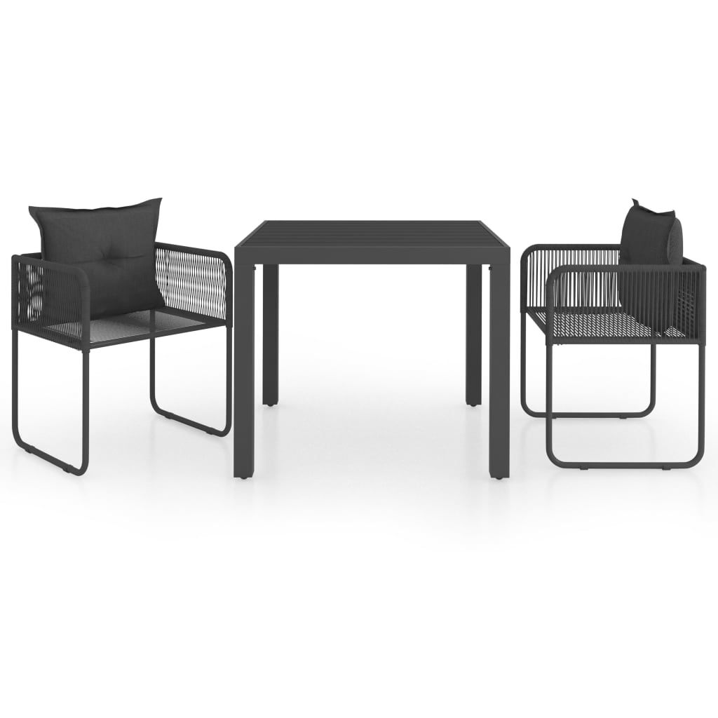3 Piece Garden Dining Set PVC Rattan Black 3060100