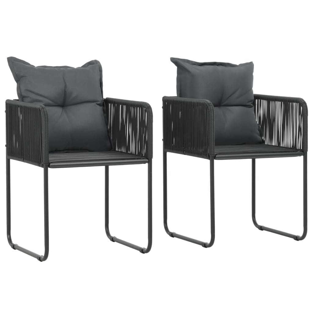 3 Piece Garden Dining Set PVC Rattan Black 3060100