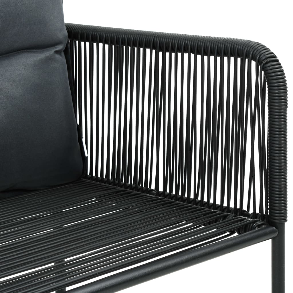 3 Piece Garden Dining Set PVC Rattan Black 3060100